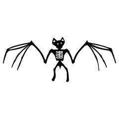 Bat Skeleton Icon Symbol Design. Vector illustration of bat isolated on white background. Halloween graphic.