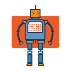 Cybernetic robot object abstract icon. Hi-tech technology concept illustration isolated vector. Transparent