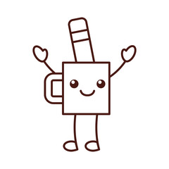 kawaii cup with pencil tool designer drawing element cartoon