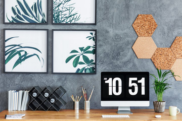 Study area with computer monitor