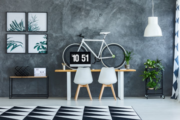 White chairs in workspace interior