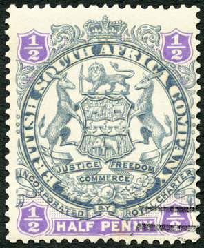BRITISH CENTRAL AFRICA - 1893: shows symbol of British South Africa company