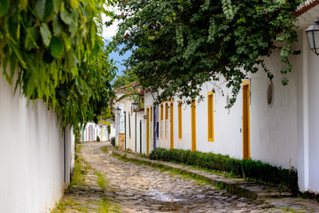 streets of the historical town Paraty Brazil