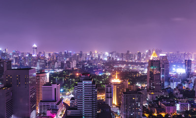 urban cityscape view of twilight time and night