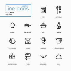 Kitchen utensils - line design icons set - obrazy, fototapety, plakaty