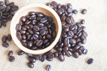 Bowl of roasted coffee beans