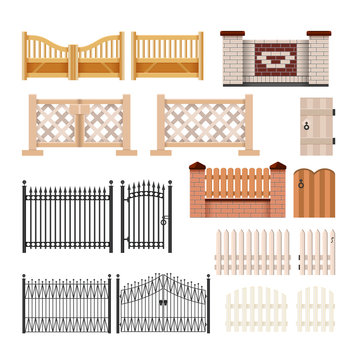 Set of fences - modern vector realistic isolated clip art