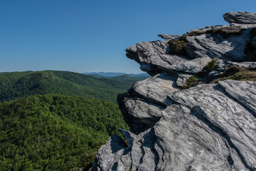 Rock Outcropping Above Blue Ridge Mountains