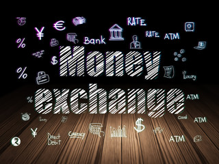 Fototapeta na wymiar Money concept: Money Exchange in grunge dark room