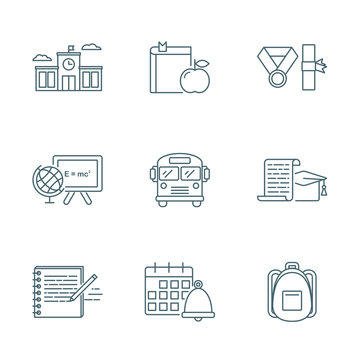 School and education vector icons set