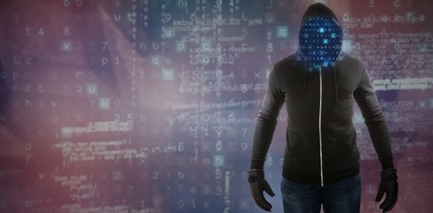 Fototapeta na wymiar Composite image of male hacker standing