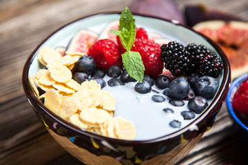 Delicious blueberry and fig yoghurt