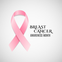 Breast Cancer Awareness pink ribbon. Dark text. Fighting cancer. Vector