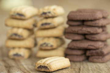 breakfast biscuit stuffed with melted chocolate