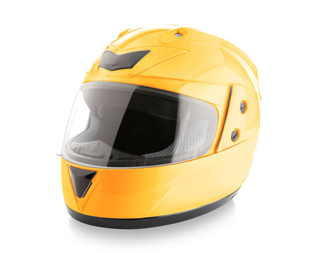 Fototapeta Motorcycle helmet over isolate on white with clipping path.