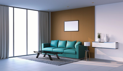 3D rendering of interior modern living room 