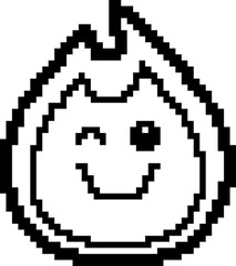 Winking 8-Bit Cartoon Flame