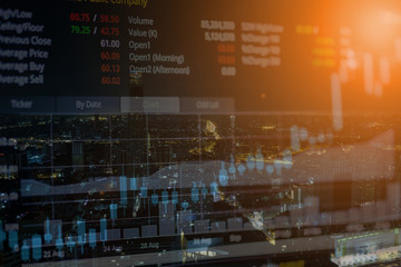 Stock exchange graph chart analysis global financial statistic data 