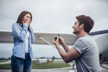 Couple near plane