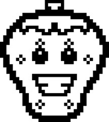 Smiling 8-Bit Cartoon Strawberry