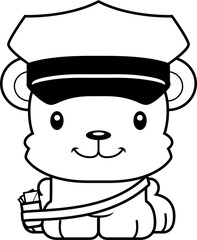 Cartoon Smiling Mail Carrier Bear