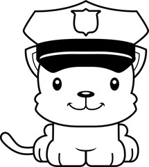 Cartoon Smiling Police Officer Kitten
