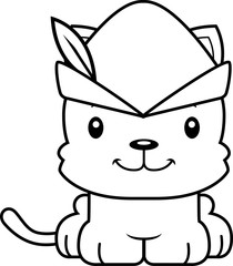 Cartoon Smiling Robin Hood Kitten