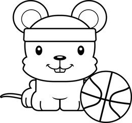 Cartoon Smiling Basketball Player Mouse