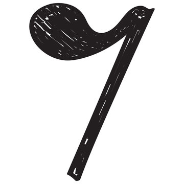 Isolated sketch of a musical note, Eighth note, Vector illustration