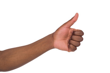 African american hand making thumb up gesture