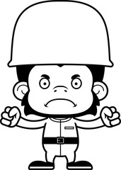 Cartoon Angry Soldier Chimpanzee