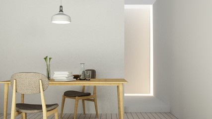 The interior relax space furniture and background white decoration minimal in hotel - wall empty space 3d rendering