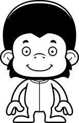 Cartoon Smiling Chimpanzee In Pajamas