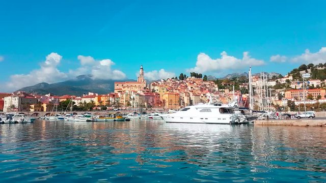 Menton - Beautiful Colorful Old Town on the Cote d'Azur (French Riviera) - 4K Video
