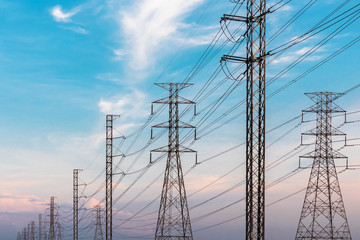 High voltage post.High-voltage tower sky