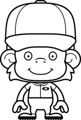 Cartoon Smiling Baseball Player Monkey
