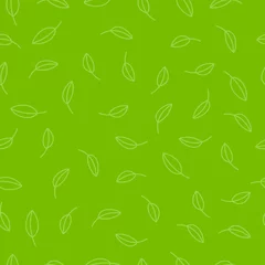 Wall murals Green Seamless organic pattern. Leaves on a green background.