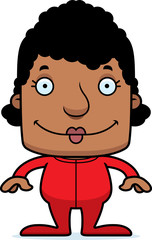 Cartoon Smiling Woman In Pajamas