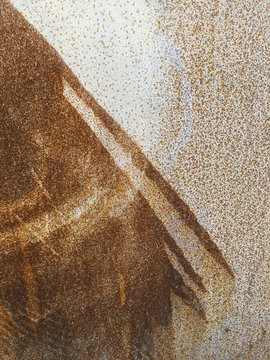 Close up of patterns and textures on rusty metal wall