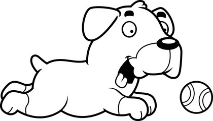 Cartoon Rottweiler Chasing Ball