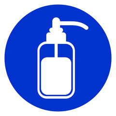 cosmetic bottle blue circle icon
