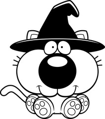 Cartoon Witch Cat Sitting