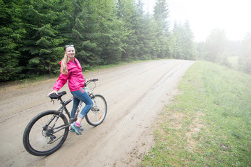 woman travel on bicycle