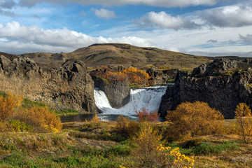 Hjalparfoss Double Waterfall