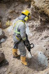 Drilling worker in action