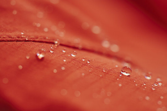 Waterproof fabric of a hardshell mountaineering jacket.