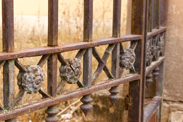 old oxidized fence detail