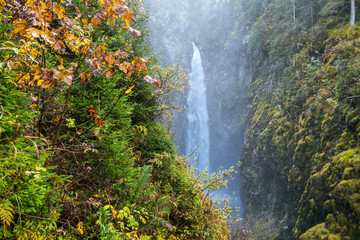 Hidden waterfall in Austrian forest 