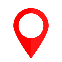 Pin red colored icon on a white background