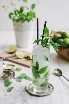 mojito cocktail with fresh mint garnish